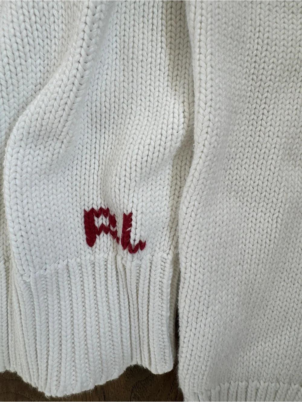 Ralph Lauren White Crewneck Sweater with Knit American Flag
